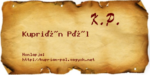 Kuprián Pál névjegykártya